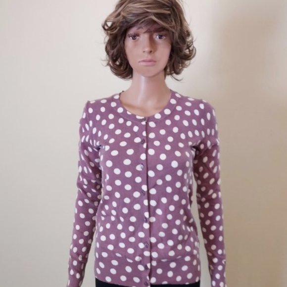 Merona Sweaters - MERONA LIGHT GRAPE WITH WHITE POLKA DOT RIB KNIT SWEATER SIZE S